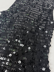 Vintage 1990s Black Square Sequin Crochet Tank - S/M
