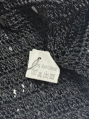 Vintage 1990s Black Square Sequin Crochet Tank - S/M