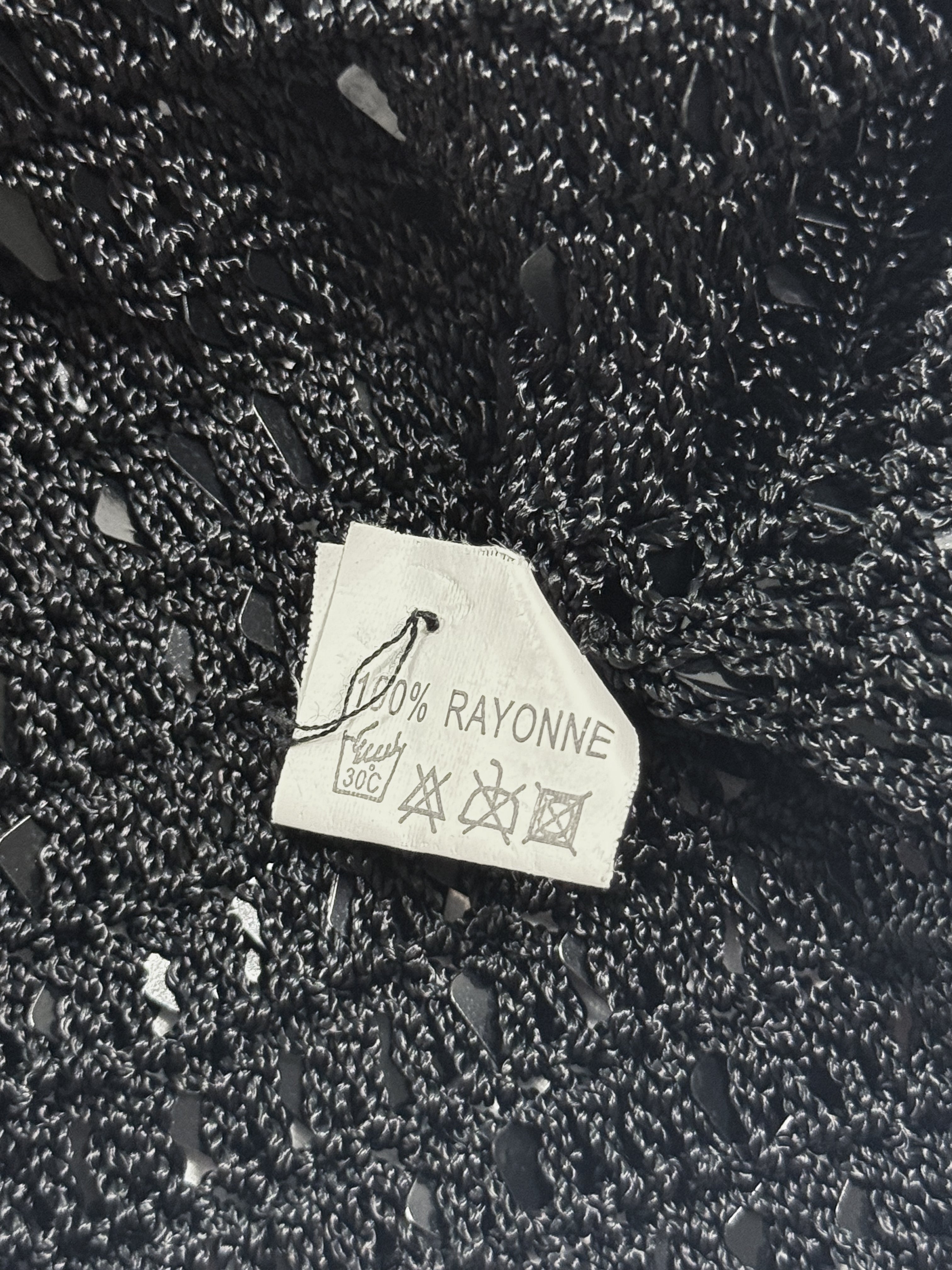 Vintage 1990s Black Square Sequin Crochet Tank - S/M