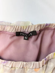 Patrizia Pepe Firenze 2000s Lavender Watercolor Floral Crinkle Chiffon Midi Skirt with Scarf - S/M