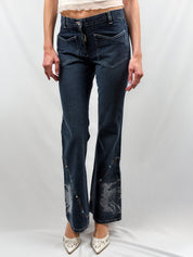 Viavai 2000s Dark Indigo Stud-Trim Flare Jeans - W29