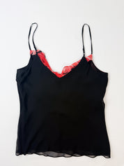 Via Emilia 2000s Red Gerbera Silk Camisole and Shawl Set - L