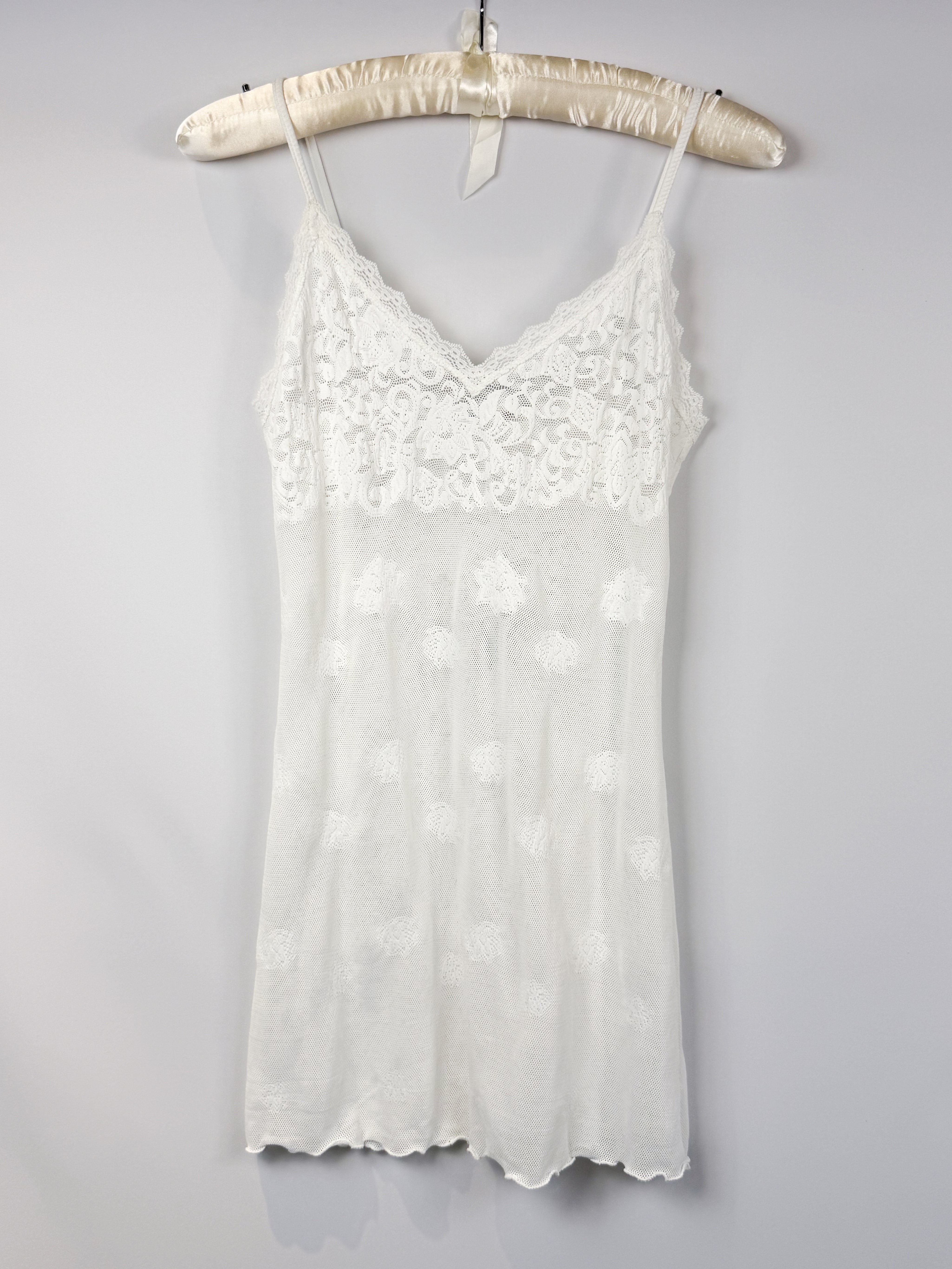 Suggest by Pain de Sucre 2000s White Lace Mesh Floral Slip Dress - M
