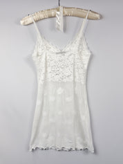 Suggest by Pain de Sucre 2000s White Lace Mesh Floral Slip Dress - M