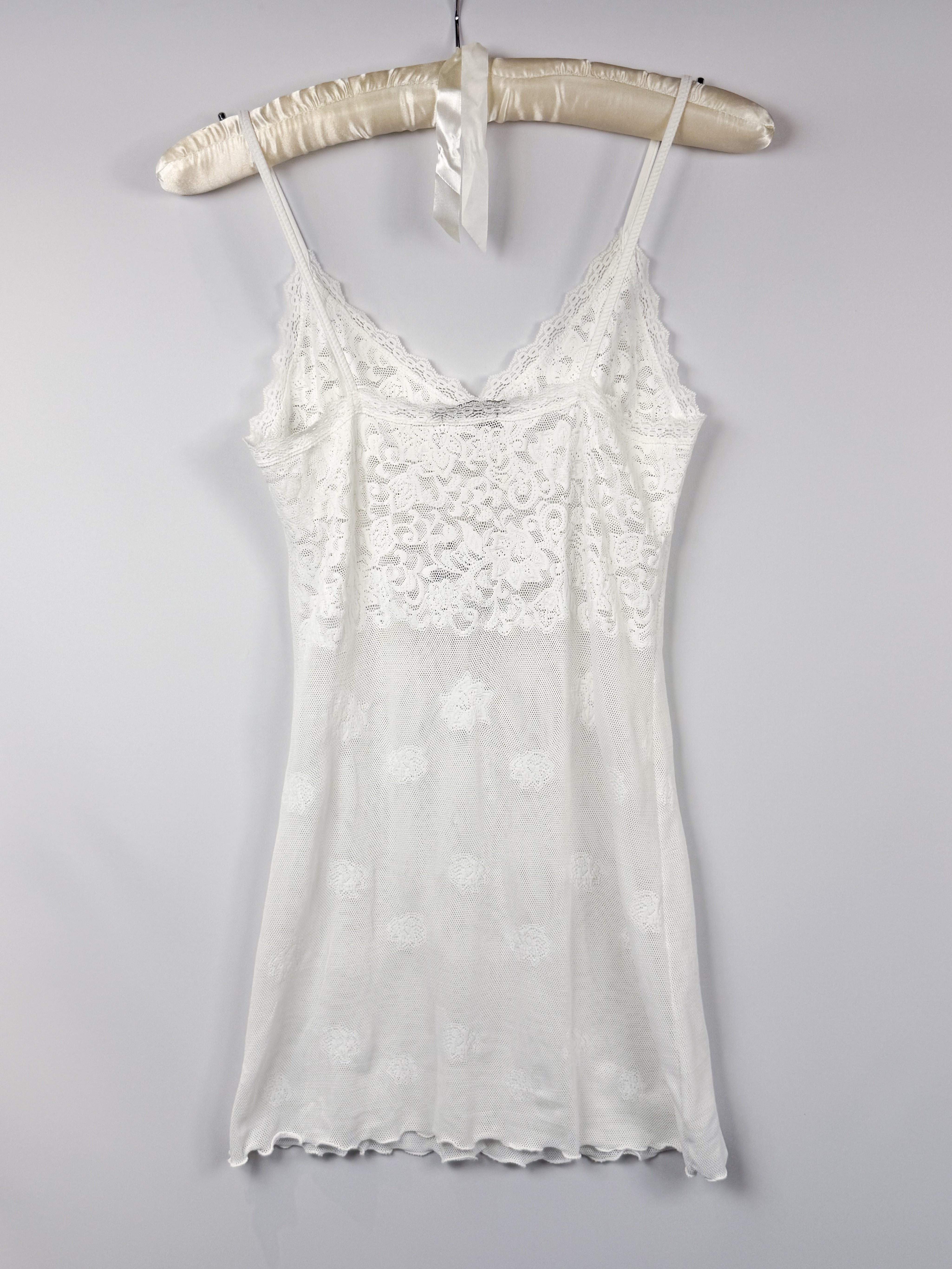 Suggest by Pain de Sucre 2000s White Lace Mesh Floral Slip Dress - M