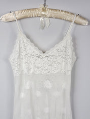Suggest by Pain de Sucre 2000s White Lace Mesh Floral Slip Dress - M