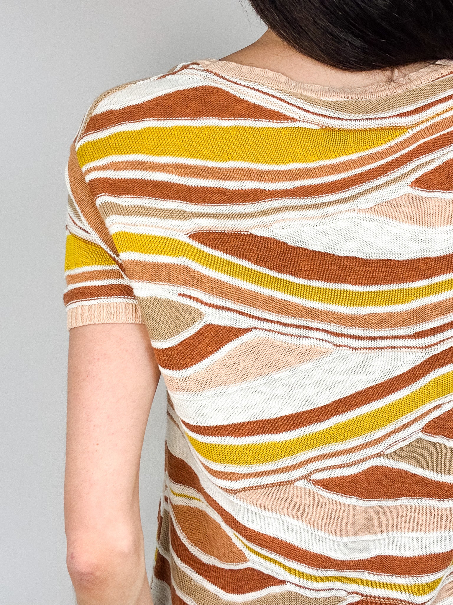 M Missoni 2000s Earth Tone Wavy Stripe Cotton Knit Dress - S/M