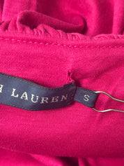 Ralph Lauren 2000s Hot Pink Ruffle V-Neck Silk Hem Top - S