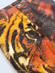 Roberto Cavalli FW 2000 Crystal Embellished Tiger Print Jeans - W28/29
