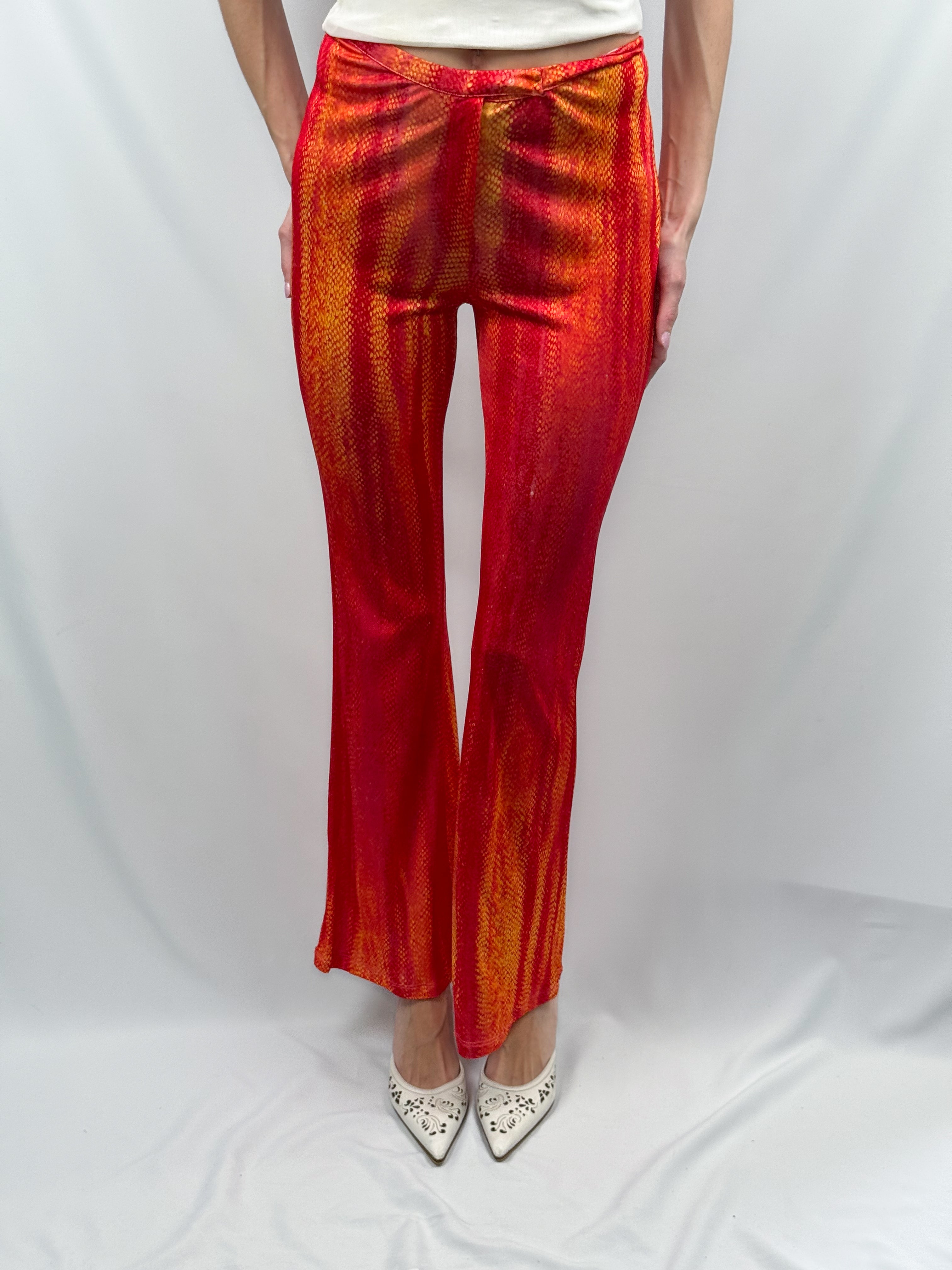 Roberto Cavalli Class 2015 Snake Print Flared Pants – S