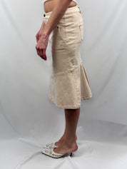 Sportmax Code 2000s Cream Paneled Fishtail Denim Midi Skirt - S/M