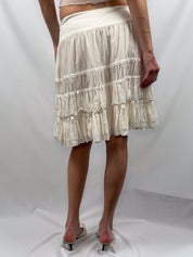 Blumarine White Cotton Tiered Ruffle Skirt - M