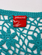 2000s Italian Turquoise Sequin Crochet Top - S/M