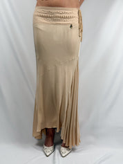 Class Roberto Cavalli 2000s Sand Cutwork Waistband Bias-Cut Maxi Skirt - M/L