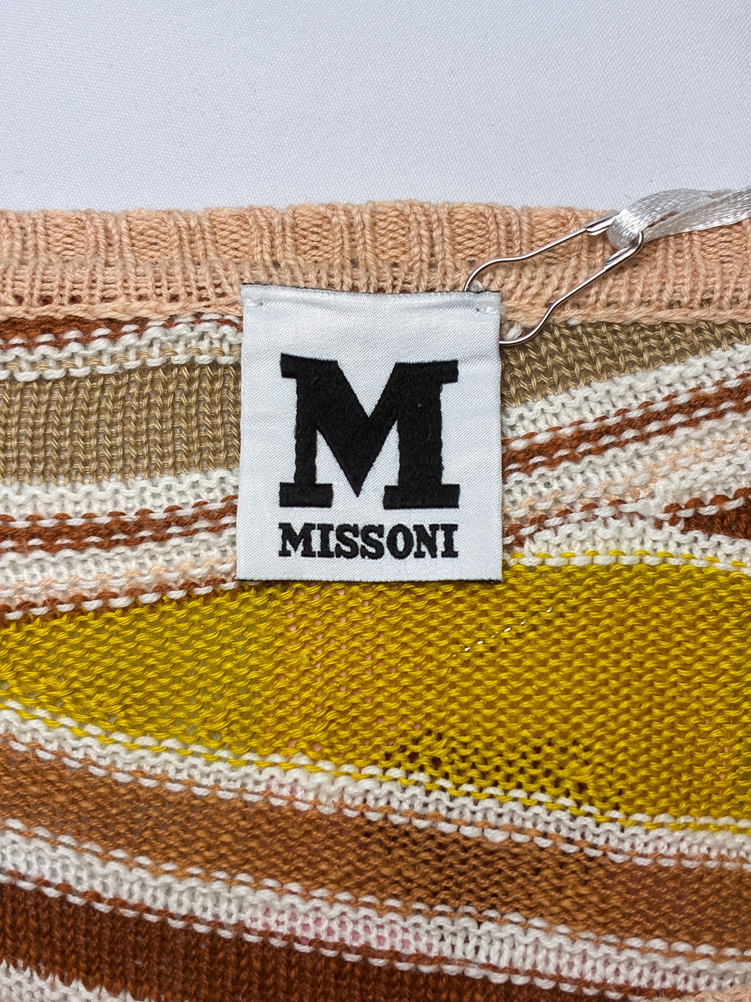 M Missoni 2000s Earth Tone Wavy Stripe Cotton Knit Dress - S/M
