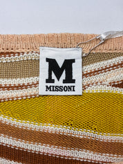 M Missoni 2000s Earth Tone Wavy Stripe Cotton Knit Dress - S/M