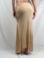 Class Roberto Cavalli 2000s Sand Cutwork Waistband Bias-Cut Maxi Skirt - M/L