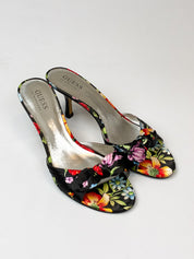 Guess by Marciano 2000s Black Floral Satin Bow Mules - EU 39