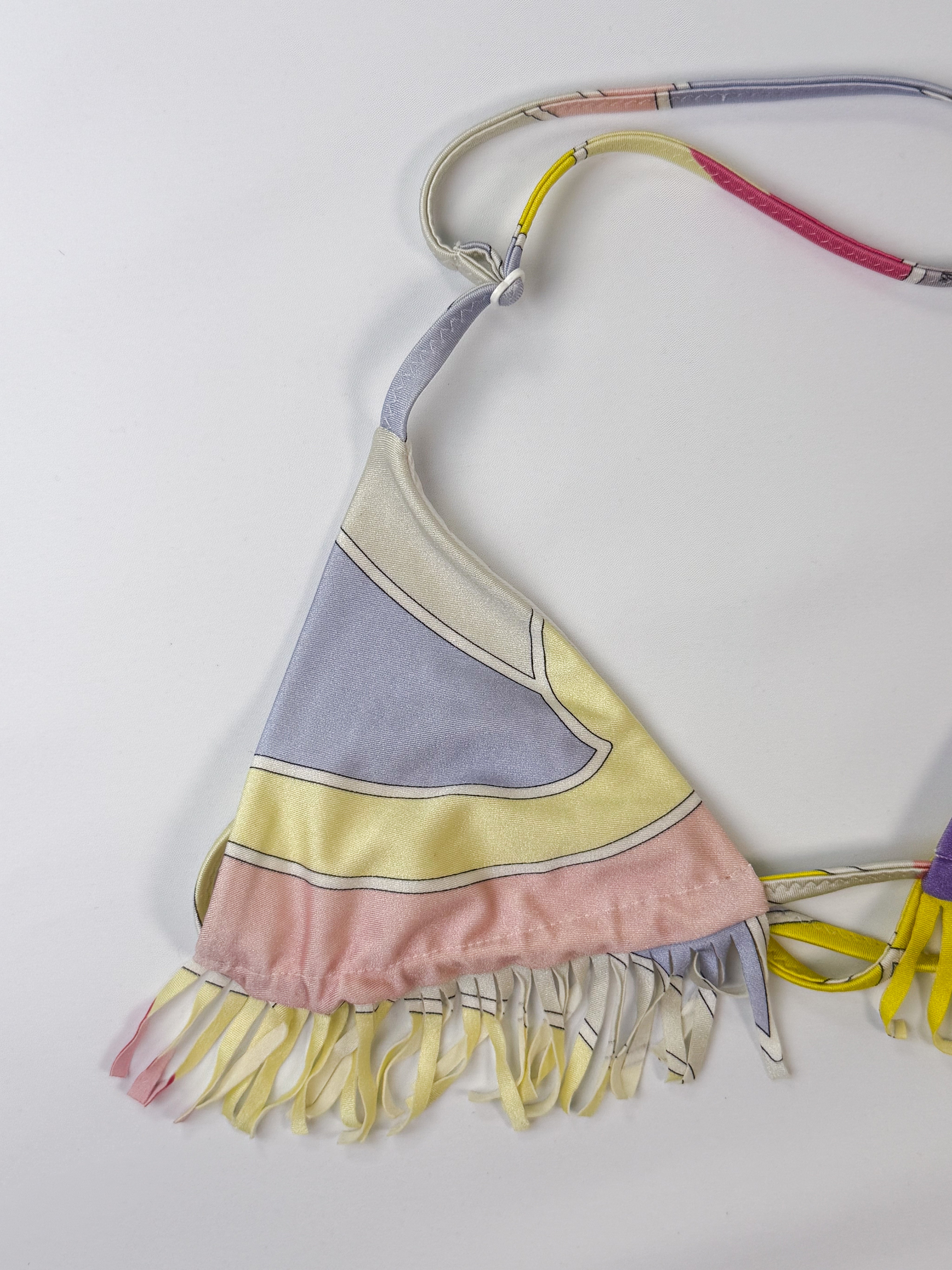 Emilio Pucci 2000s Psychedelic Print Fringe Triangle Bikini Set - XS