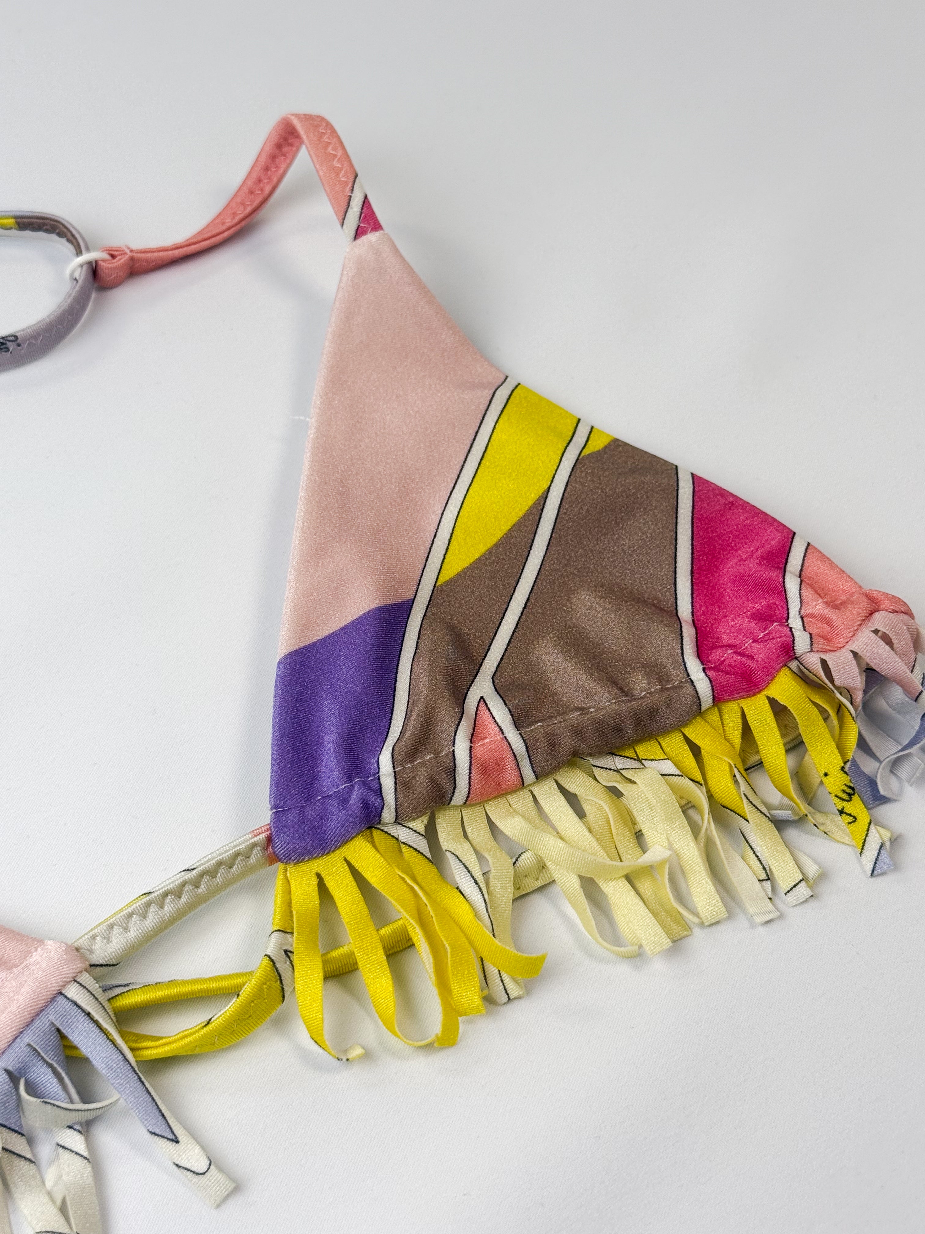 Emilio Pucci 2000s Psychedelic Print Fringe Triangle Bikini Set - XS