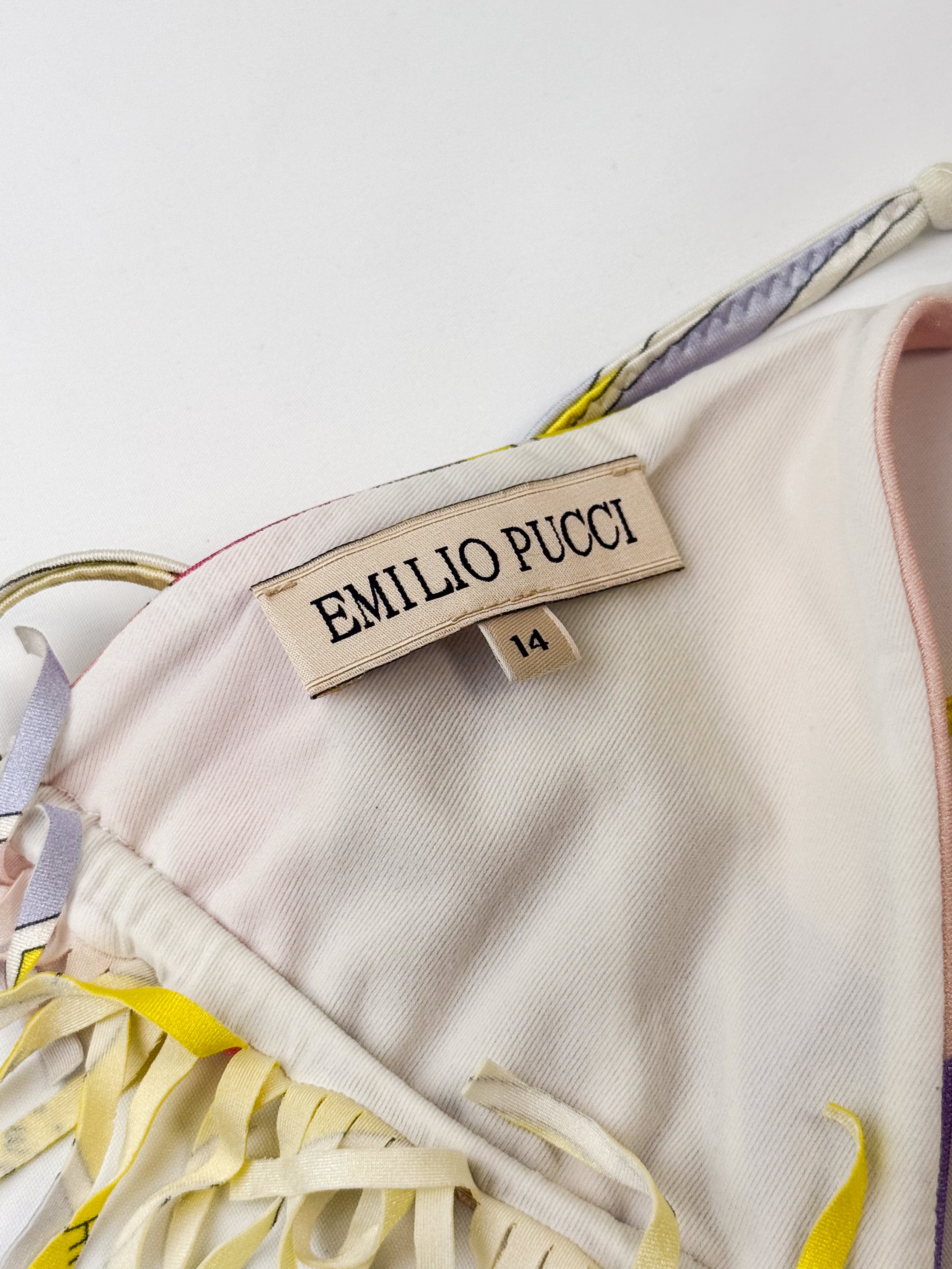 Emilio Pucci 2000s Psychedelic Print Fringe Triangle Bikini Set - XS