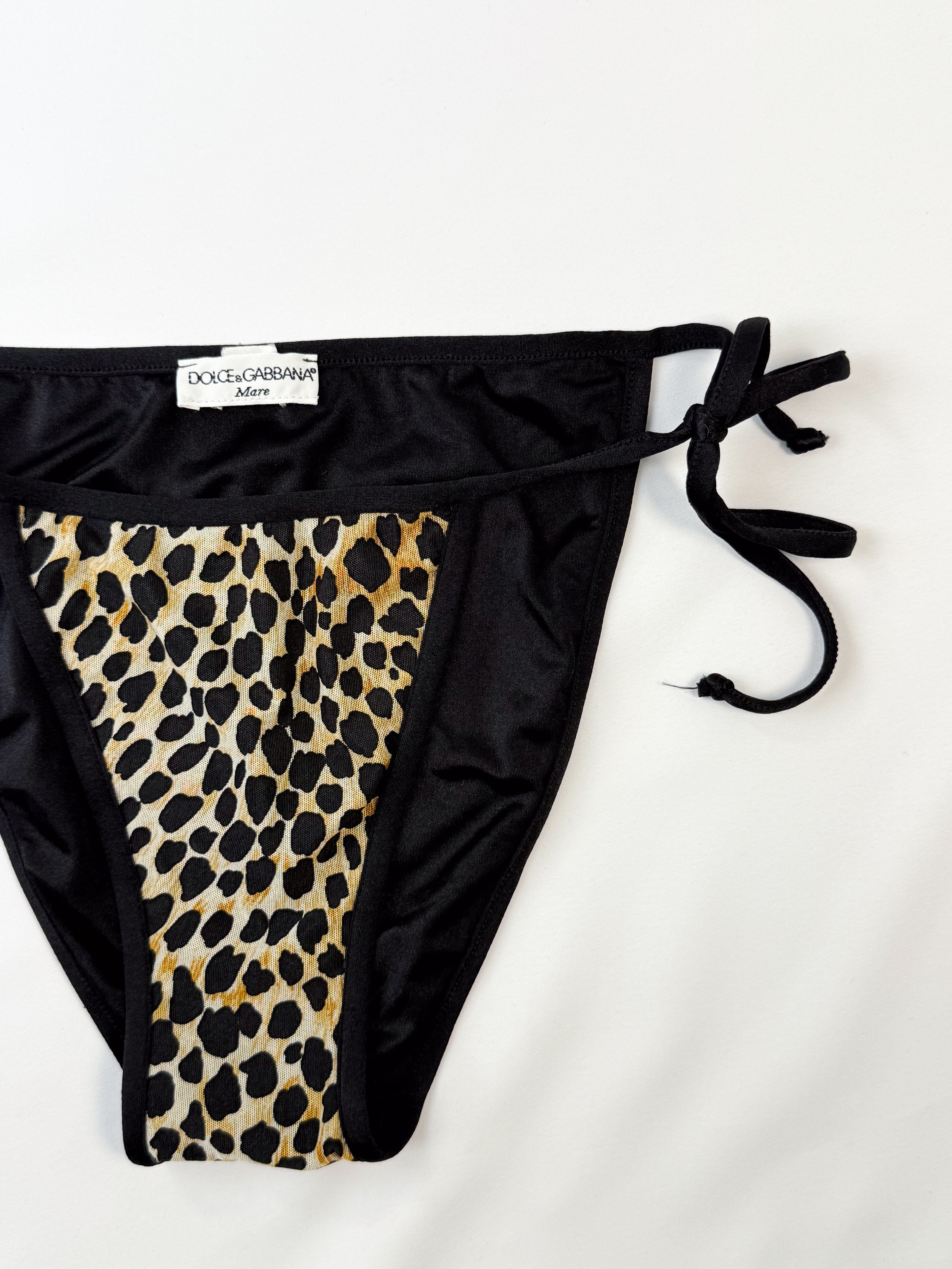 Dolce & Gabbana Mare 2000s Leopard Print Tie Bikini Set - S/M