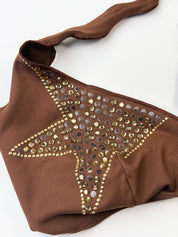 Pin-Up Stars 2000s Brown Rhinestone Starfish Bikini - S/M