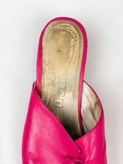 2000s Hot Pink Lace-Up Leather Mules - US 7