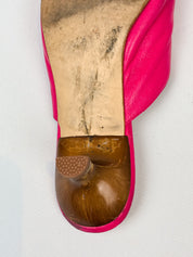 2000s Hot Pink Lace-Up Leather Mules - US 7