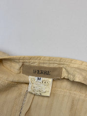 iFerré 2000s Cream Eyelet Cotton-Hemp Crop Top and Flare Pants Set - M, W29