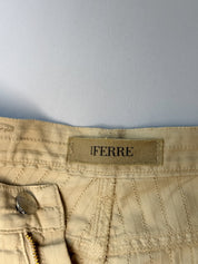 iFerré 2000s Cream Eyelet Cotton-Hemp Crop Top and Flare Pants Set - M, W29