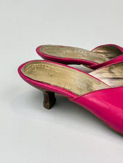 2000s Hot Pink Lace-Up Leather Mules - US 7