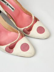 Manolo Blahnik 2000 Polka Dot Canvas Pumps - EU 40