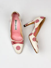 Manolo Blahnik 2000 Polka Dot Canvas Pumps - EU 40