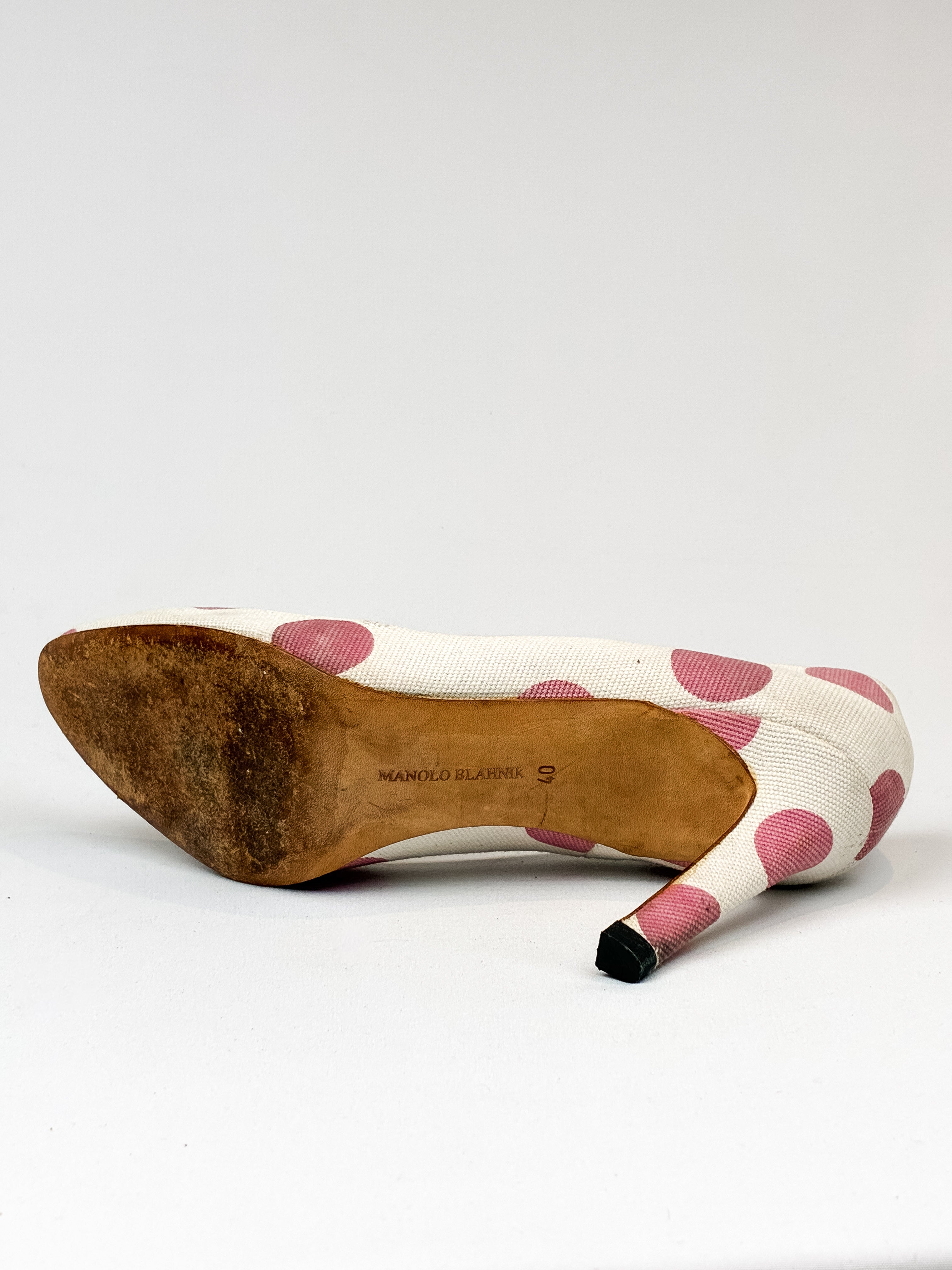 Manolo Blahnik 2000 Polka Dot Canvas Pumps - EU 40