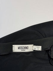 Moschino Jeans 2000s Black Rhinestone Heart Ruched Midi Dress - S/M