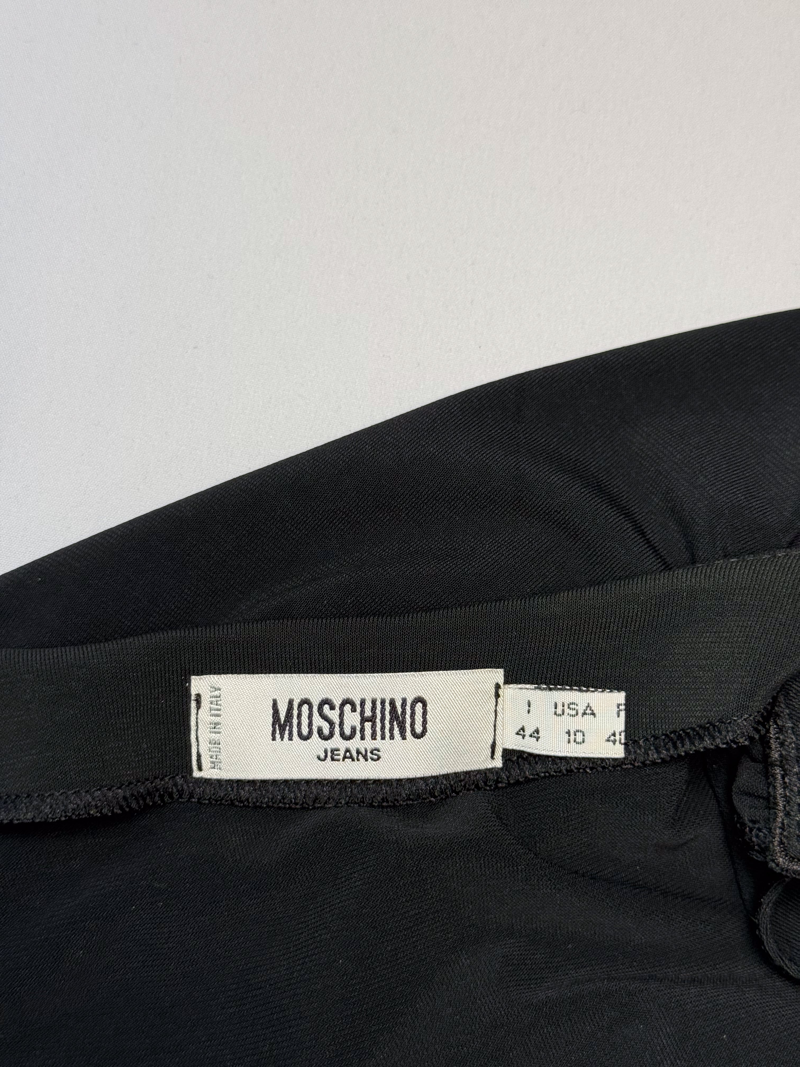 Moschino Jeans 2000s Black Rhinestone Heart Ruched Midi Dress - S/M