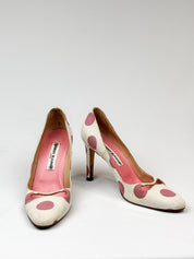 Manolo Blahnik 2000 Polka Dot Canvas Pumps - EU 40