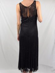 Luisa Spagnoli 2000s Black Beaded Sequin Lace Gown - M/L
