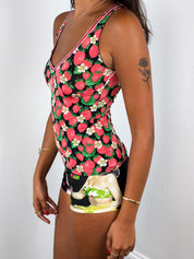 Dolce & Gabbana Underwear 2000s Strawberry Print Sequin Trim Tank - XS