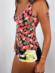 Dolce & Gabbana Underwear 2000s Strawberry Print Sequin Trim Tank - XS