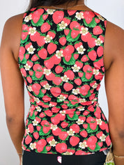 Dolce & Gabbana Underwear 2000s Strawberry Print Sequin Trim Tank - XS