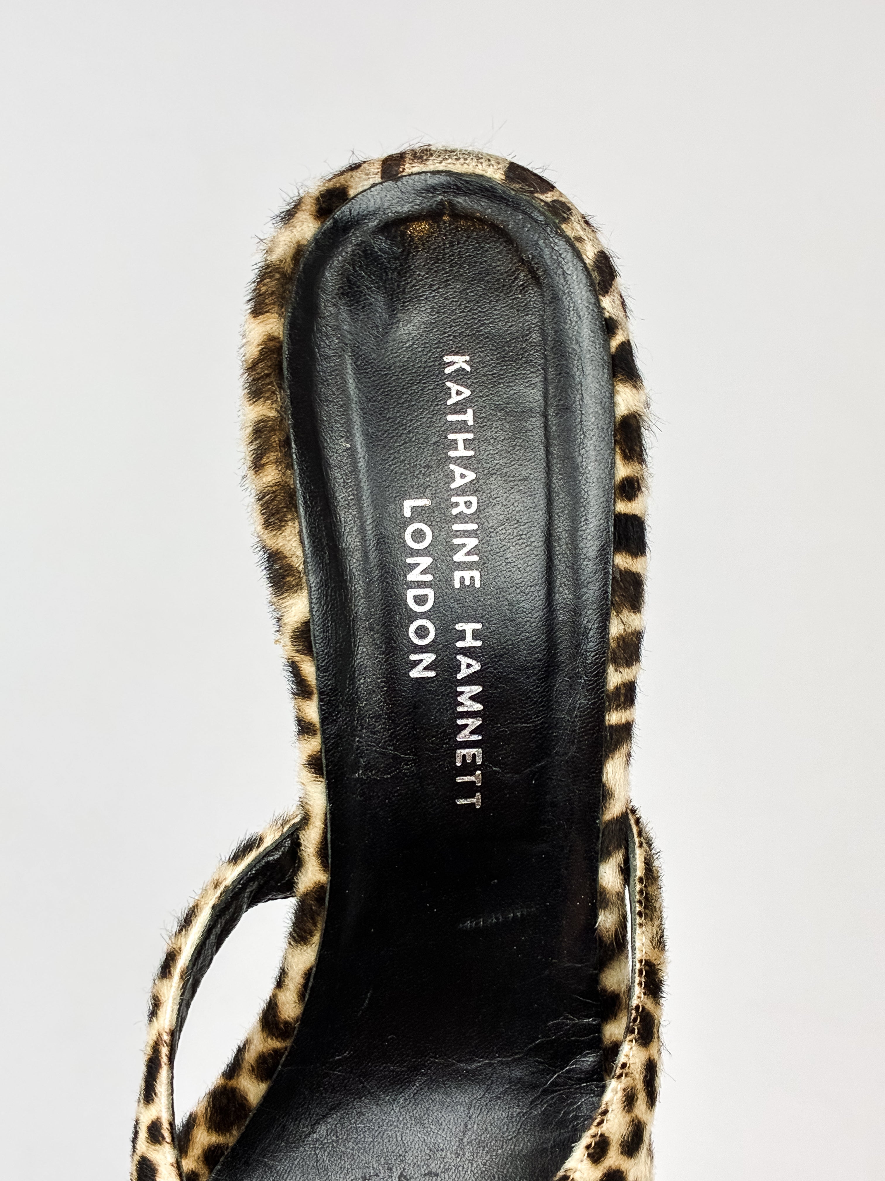Katharine Hamnett London 2000s Leopard Calf Hair Heeled Sandals - EU 41