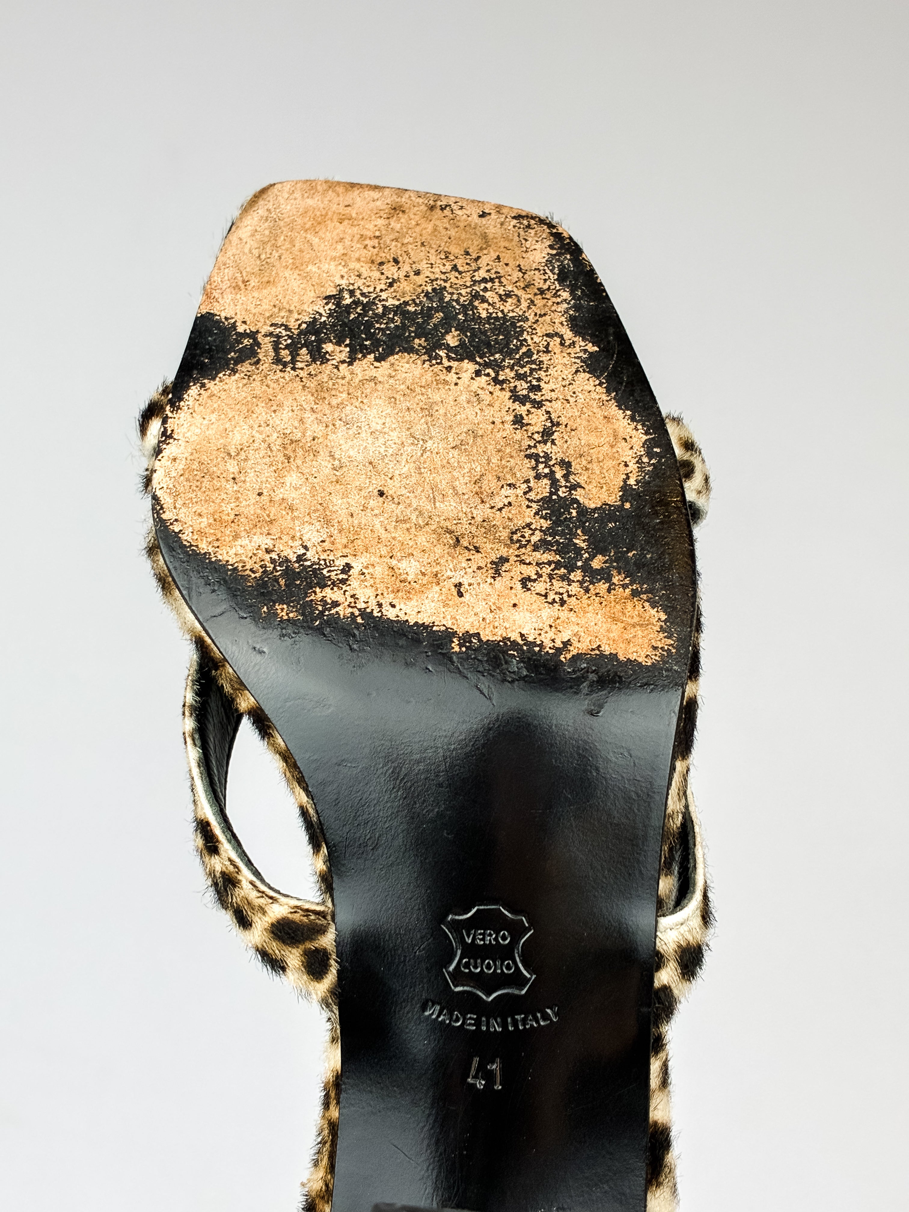Katharine Hamnett London 2000s Leopard Calf Hair Heeled Sandals - EU 41