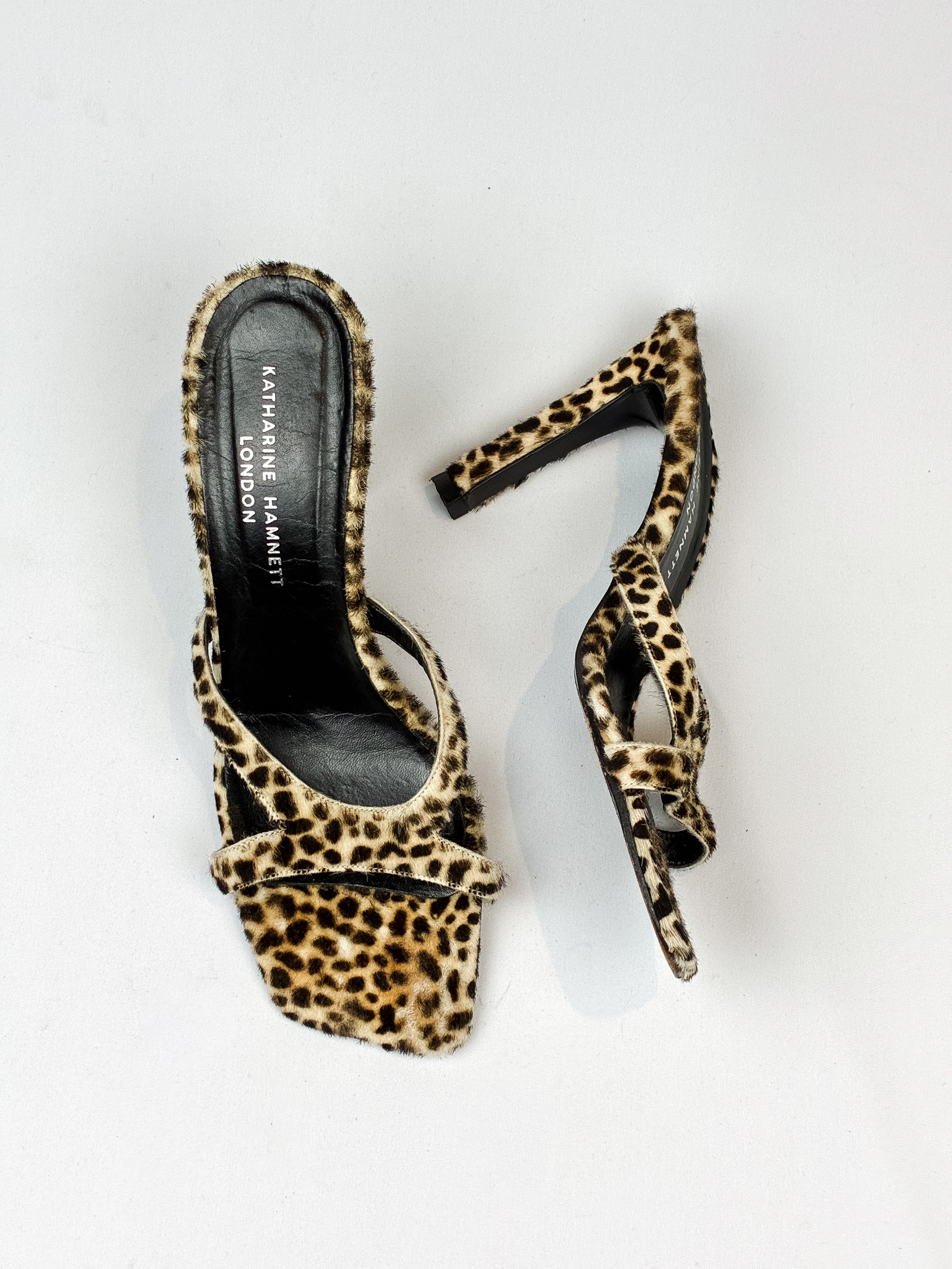 Katharine Hamnett London 2000s Leopard Calf Hair Heeled Sandals - EU 41