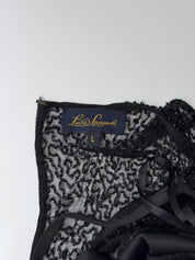 Luisa Spagnoli 2000s Black Beaded Sequin Lace Gown - M/L