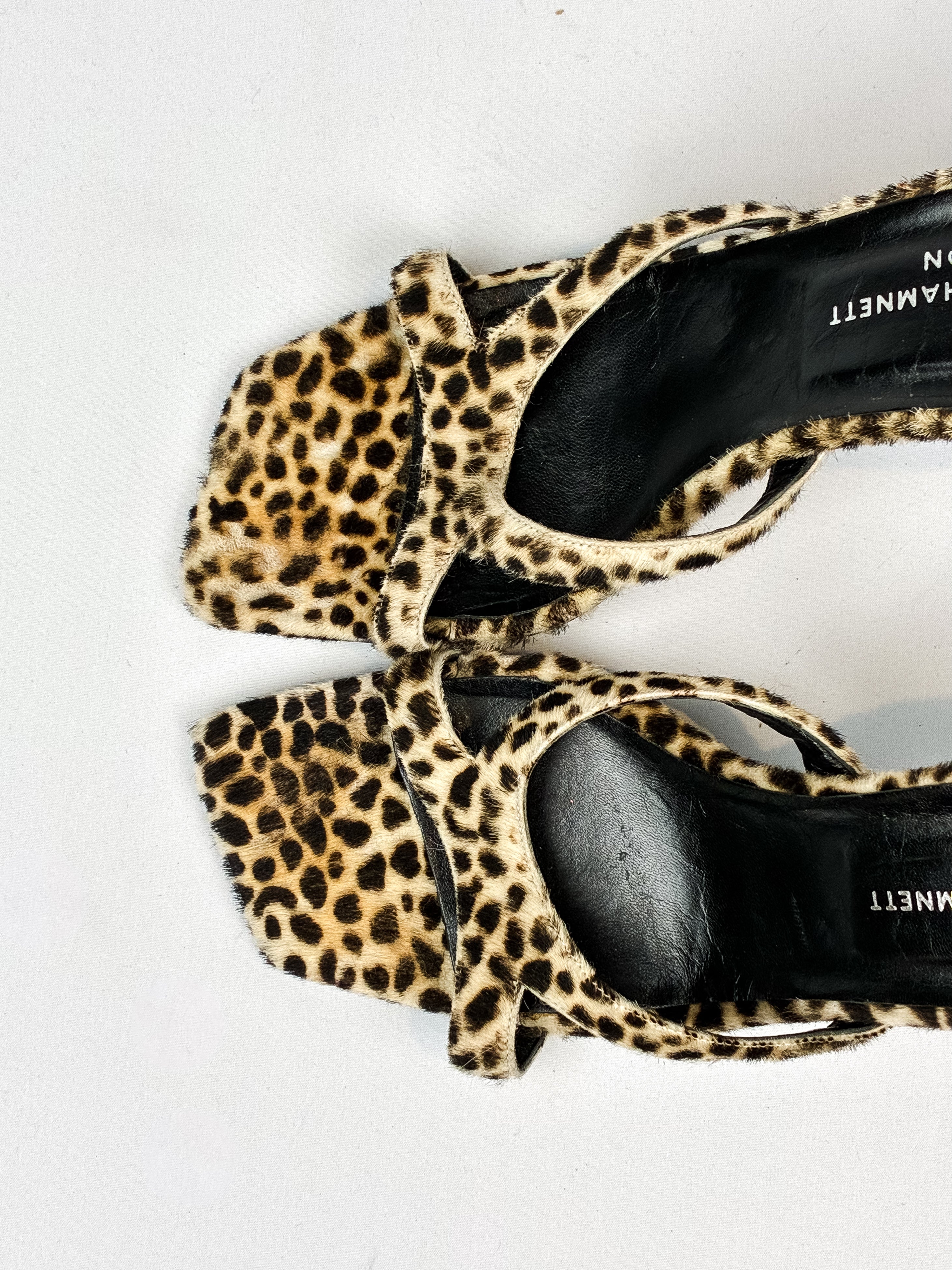 Katharine Hamnett London 2000s Leopard Calf Hair Heeled Sandals - EU 41