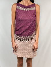 Missoni 1980s Plum & Blush Knit Mini Dress - M/L