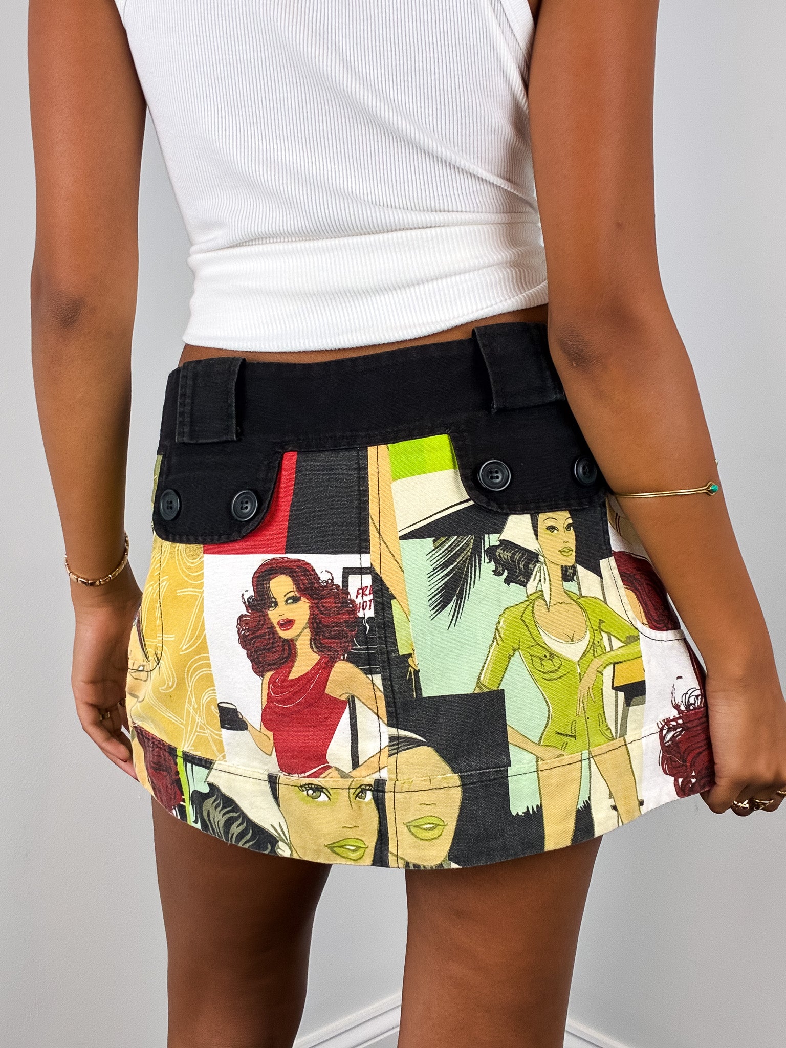 Custo Barcelona 2000s Pop Art Comic Print Pleated Mini Skirt - XS