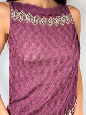 Missoni 1980s Plum & Blush Knit Mini Dress - M/L